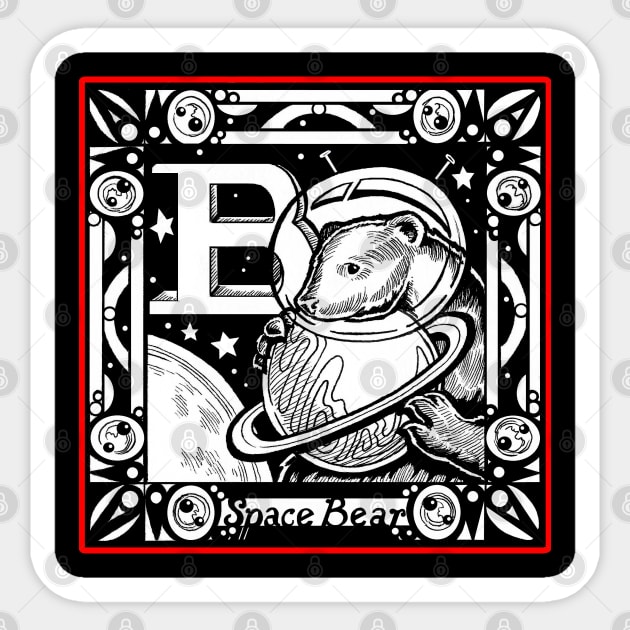 B is For Bear - Red Outlined Design Sticker by Nat Ewert Art